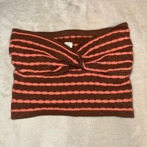 Aerie Brown and Pink Striped Sweater